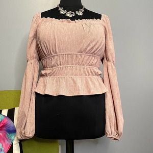 ASTR The Label Blush Pink Cinched Plisse Top NEW XL